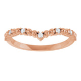 14K Gold Round Natural Diamond Contour Band V - Rose Gold - view 3