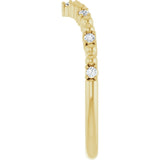 14K Gold Round Natural Diamond Contour Band V - Yellow Gold - view 4