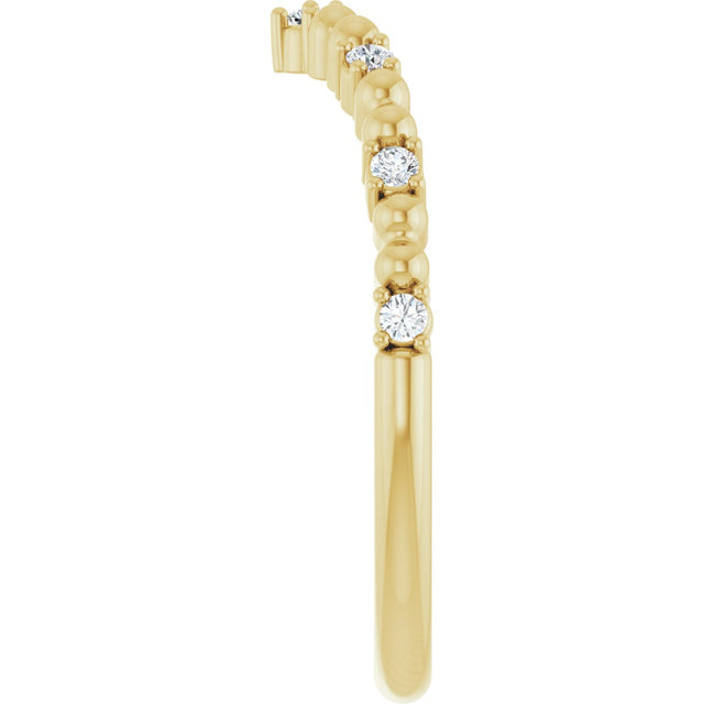 14K Gold Round Natural Diamond Contour Band V - Yellow Gold - view 4