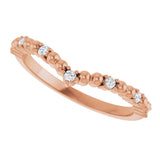 14K Gold Round Natural Diamond Contour Band V - Rose Gold - view 5