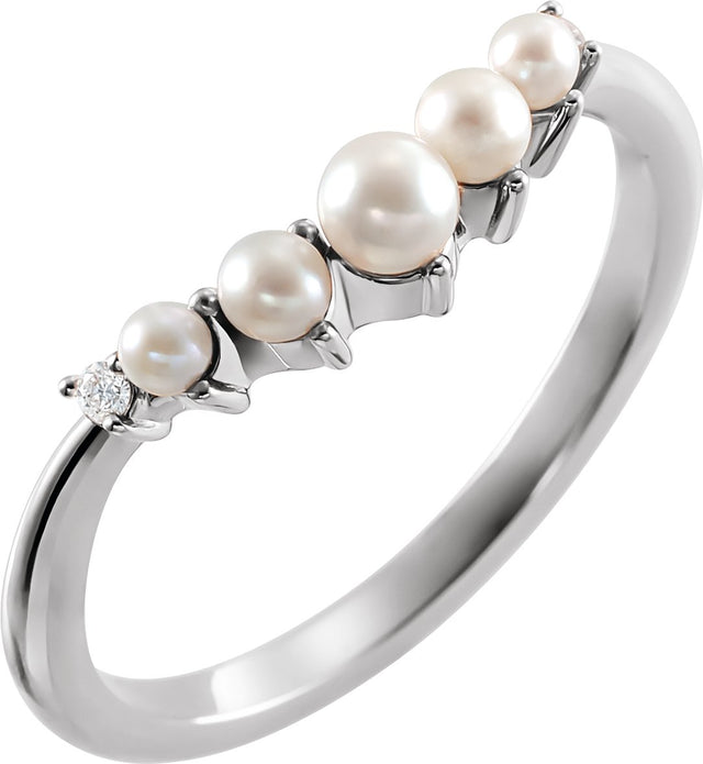 Platinum Pearl Natural Diamond Contour Band