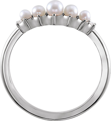Platinum Pearl Natural Diamond Contour Band - view 2
