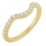 14K Gold Round Natural Diamond French-Set Contour Band – 1.3-2mm Stones - Yellow Gold
