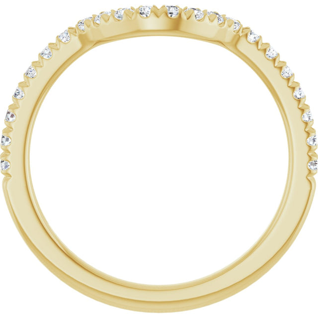 14K Gold Round Natural Diamond French-Set Contour Band – 1.3-2mm Stones - Yellow Gold - view 2