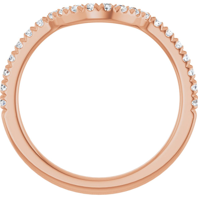 14K Gold Round Natural Diamond French-Set Contour Band – 1.3-2mm Stones - Rose Gold - view 2