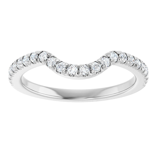 Platinum Round Natural Diamond French-Set Contour Band – 1.3-2mm Stones - view 3