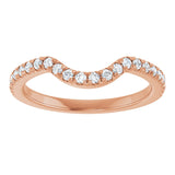 14K Gold Round Natural Diamond French-Set Contour Band – 1.3-2mm Stones - Rose Gold - view 3