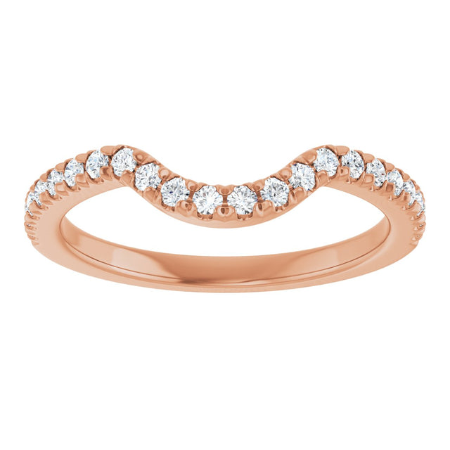 14K Gold Round Natural Diamond French-Set Contour Band – 1.3-2mm Stones - Rose Gold - view 3