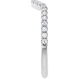 14K Gold Round Natural Diamond French-Set Contour Band – 1.3-2mm Stones - White Gold - view 4