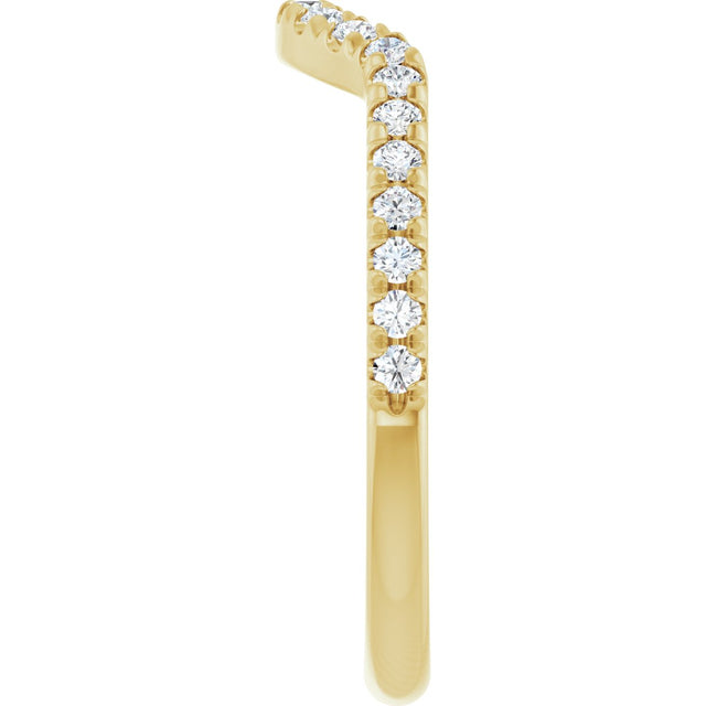 14K Gold Round Natural Diamond French-Set Contour Band – 1.3-2mm Stones - Yellow Gold - view 4