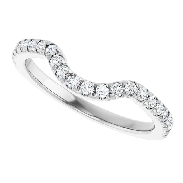 Platinum Round Lab-Grown Diamond French-Set Contour Band – 1.3-2mm Stones - view 5