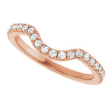 14K Gold Round Natural Diamond French-Set Contour Band – 1.3-2mm Stones - Rose Gold - view 5