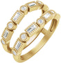 14K Gold Straight Baguette Natural Diamond Accented Ring Guard - Yellow Gold