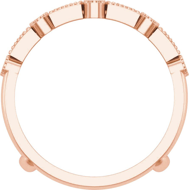 14K Gold Straight Baguette Natural Diamond Accented Ring Guard - Rose Gold - view 2