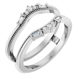 Platinum Natural Diamond Accented Art Deco Ring Guard