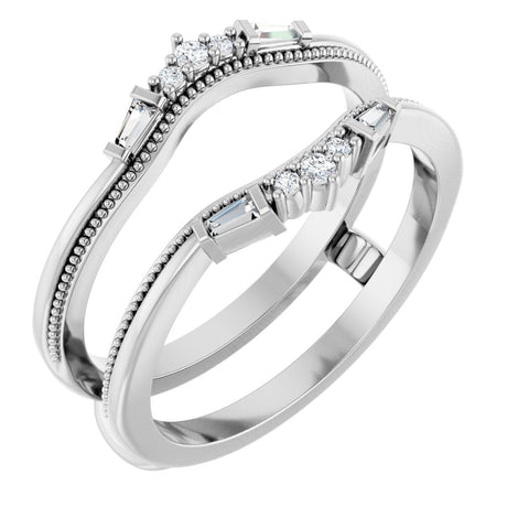 Platinum Natural Diamond Accented Art Deco Ring Guard