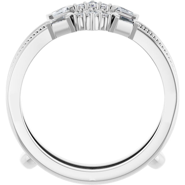 Platinum Natural Diamond Accented Art Deco Ring Guard - view 2