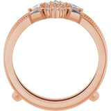 14K Gold Natural Diamond Accented Art Deco Ring Guard - Rose Gold - view 2