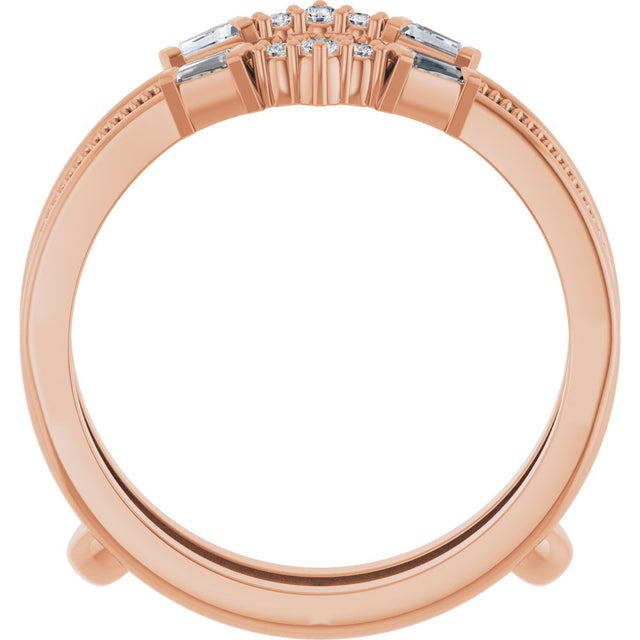 14K Gold Natural Diamond Accented Art Deco Ring Guard - Rose Gold - view 2