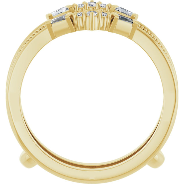 14K Gold Natural Diamond Accented Art Deco Ring Guard - Yellow Gold - view 2
