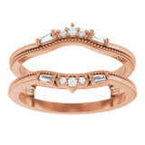 14K Gold Natural Diamond Accented Art Deco Ring Guard - Rose Gold - view 3