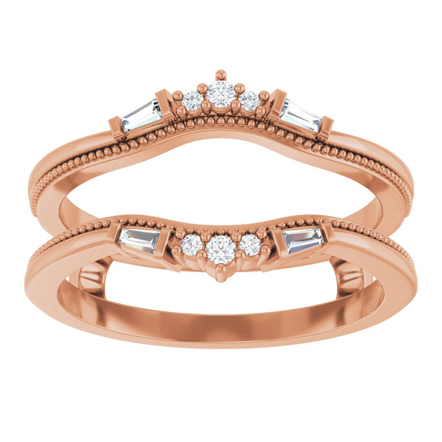 14K Gold Natural Diamond Accented Art Deco Ring Guard - Rose Gold - view 3