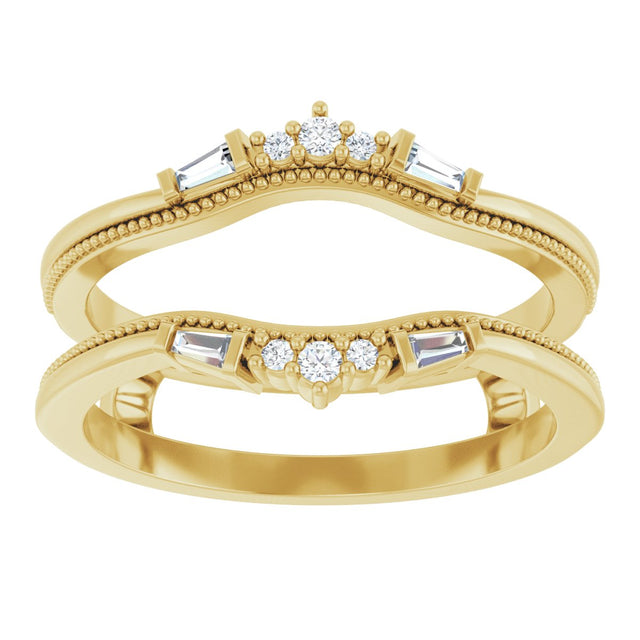 14K Gold Natural Diamond Accented Art Deco Ring Guard - Yellow Gold - view 3