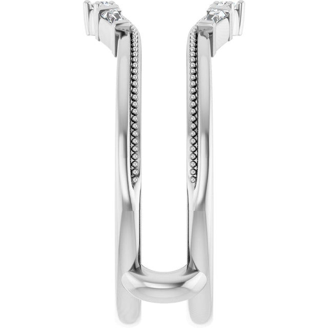 Platinum Natural Diamond Accented Art Deco Ring Guard - view 4