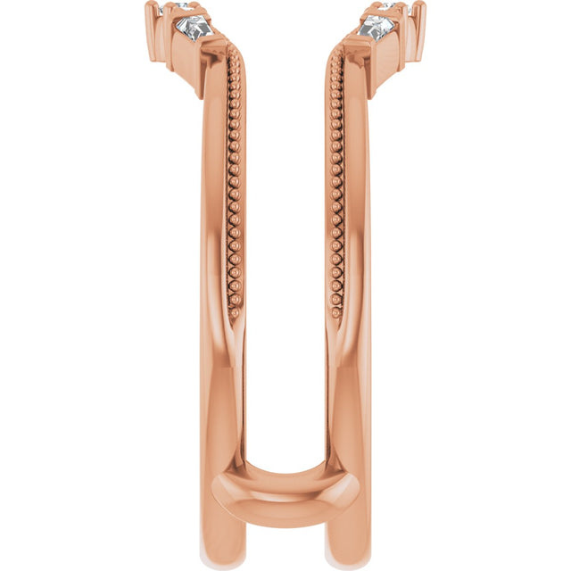 14K Gold Natural Diamond Accented Art Deco Ring Guard - Rose Gold - view 4