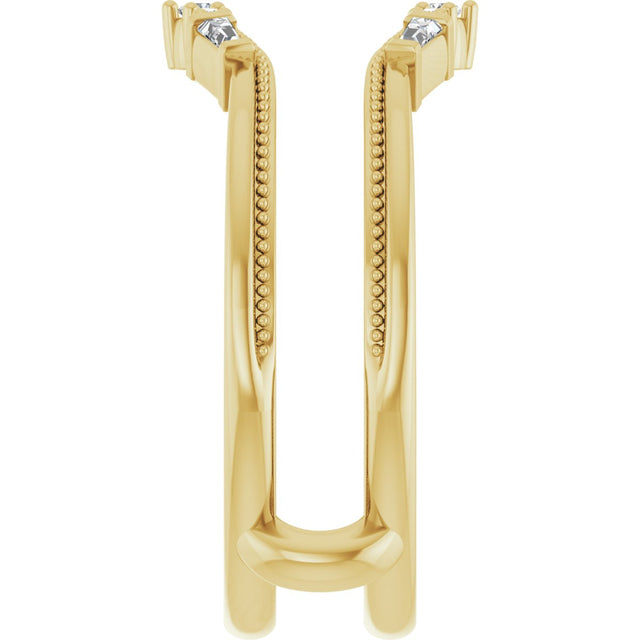 14K Gold Natural Diamond Accented Art Deco Ring Guard - Yellow Gold - view 4