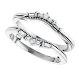 Platinum Natural Diamond Accented Art Deco Ring Guard - view 5