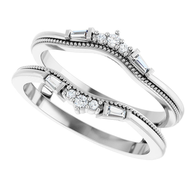 Platinum Natural Diamond Accented Art Deco Ring Guard - view 5