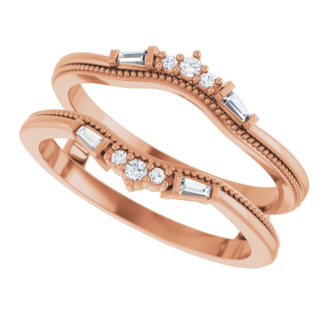 14K Gold Natural Diamond Accented Art Deco Ring Guard - Rose Gold - view 5