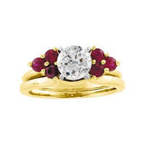 14K Gold Round Natural Ruby Wrap-Style Ring Enhancer – 2.8mm Stones - view 3