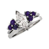 14K Gold Round Natural Blue Sapphire Wrap-Style Ring Enhancer – 2.8mm Stones - view 3
