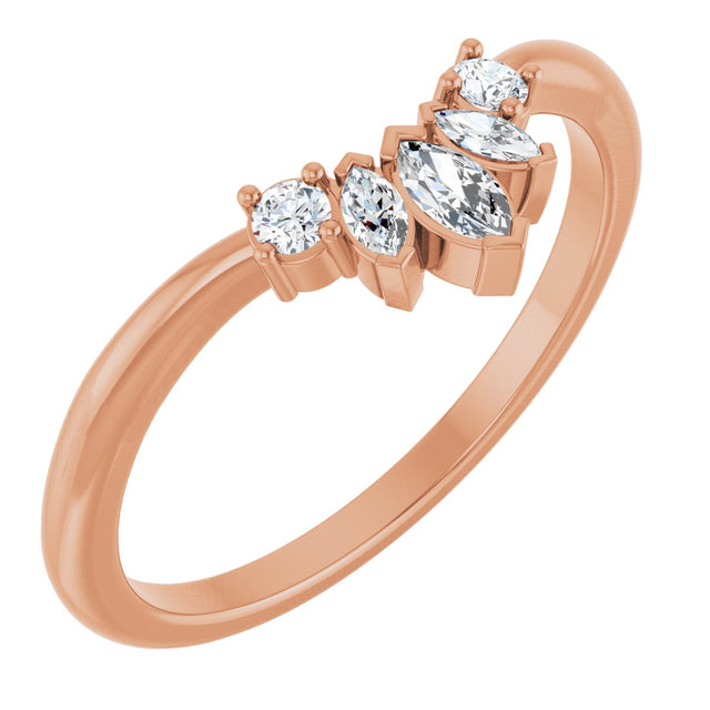 14K Gold Marquise Lab-Grown Diamond Contour Band – 4x2mm - Rose Gold