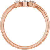 14K Gold Marquise Natural Diamond Contour Band – 4x2mm - Rose Gold - view 2