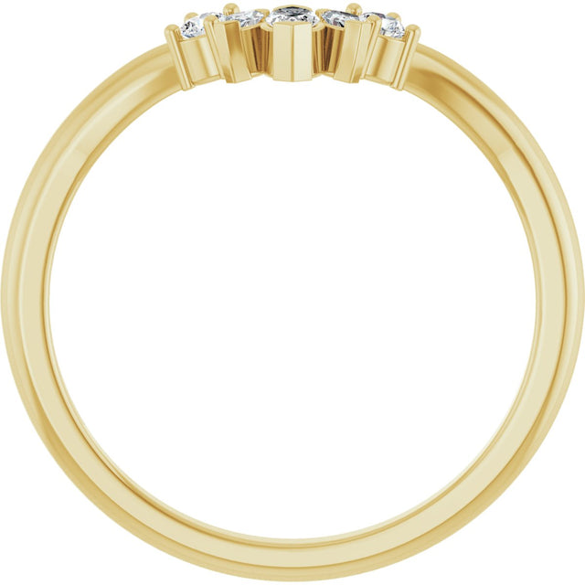 14K Gold Marquise Natural Diamond Contour Band – 4x2mm - Yellow Gold - view 2