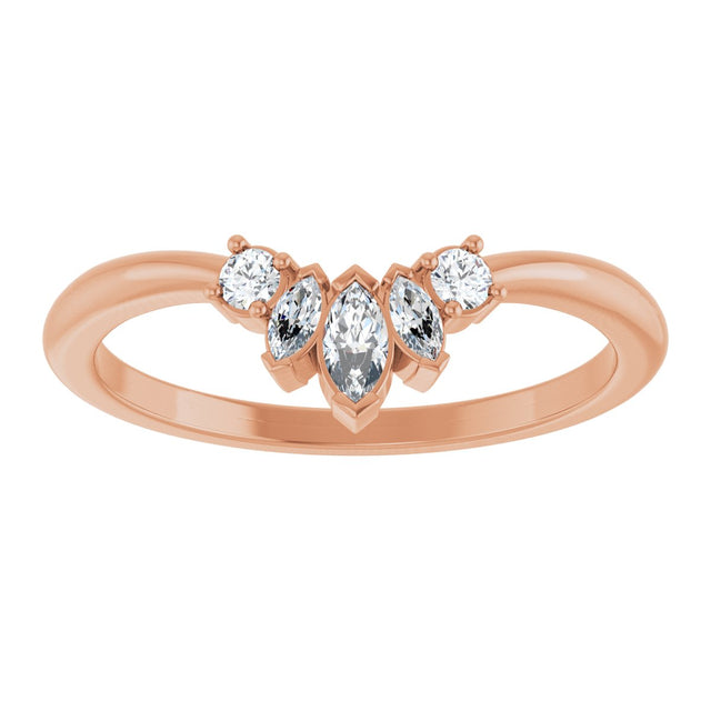 14K Gold Marquise Lab-Grown Diamond Contour Band – 4x2mm - Rose Gold - view 3