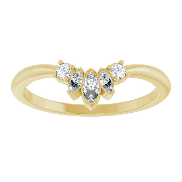 14K Gold Marquise Lab-Grown Diamond Contour Band – 4x2mm - Yellow Gold - view 3