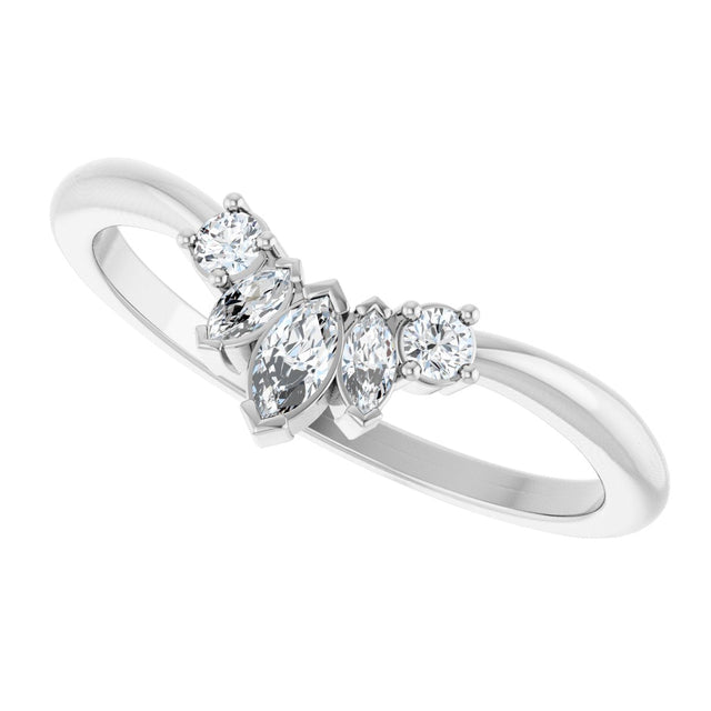 Platinum Marquise Lab-Grown Diamond Contour Band – 4x2mm - view 5