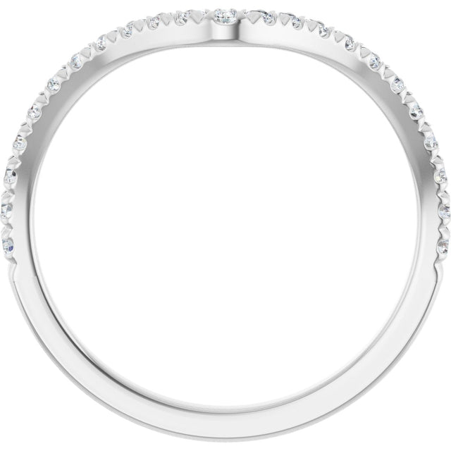 Platinum Round Natural Diamond Accented Contour Band – 1.3-2mm Stones - view 2