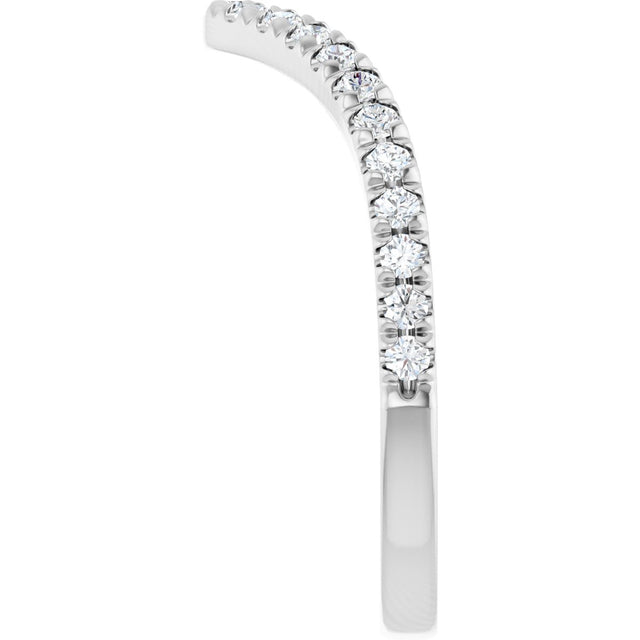 Platinum Round Natural Diamond Accented Contour Band – 1.3-2mm Stones - view 4