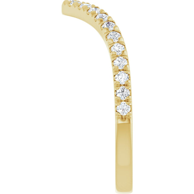 14K Gold Round Lab-Grown Diamond Accented Contour Band – 1.3-2mm Stones - Yellow Gold - view 3