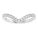 14K Gold Round Lab-Grown Diamond Accented Contour Band – 1.3-2mm Stones - White Gold - view 4