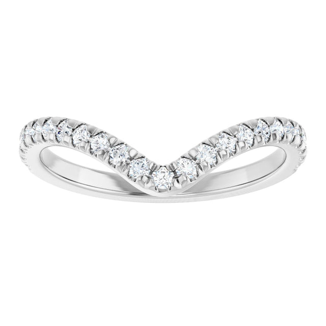 14K Gold Round Lab-Grown Diamond Accented Contour Band – 1.3-2mm Stones - White Gold - view 4