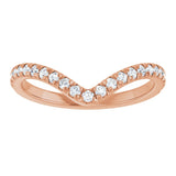14K Gold Round Natural Diamond Accented Contour Band – 1.3-2mm Stones - Rose Gold - view 3