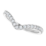 Platinum Round Natural Diamond Accented Contour Band – 1.3-2mm Stones - view 5