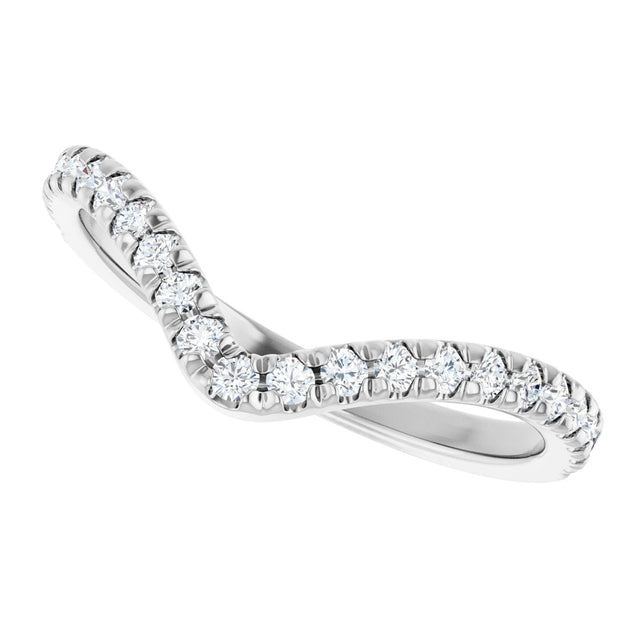 Platinum Round Natural Diamond Accented Contour Band – 1.3-2mm Stones - view 5
