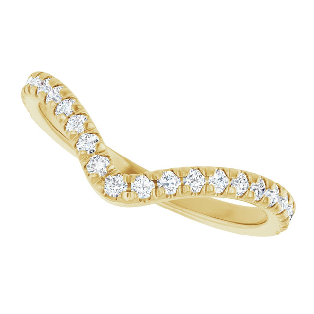 14K Gold Round Lab-Grown Diamond Accented Contour Band – 1.3-2mm Stones - Yellow Gold - view 5